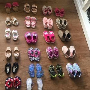 Lot Of 22 pairs of Used and New Girls Shoes In Goo